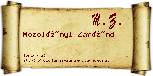 Mozolányi Zaránd névjegykártya